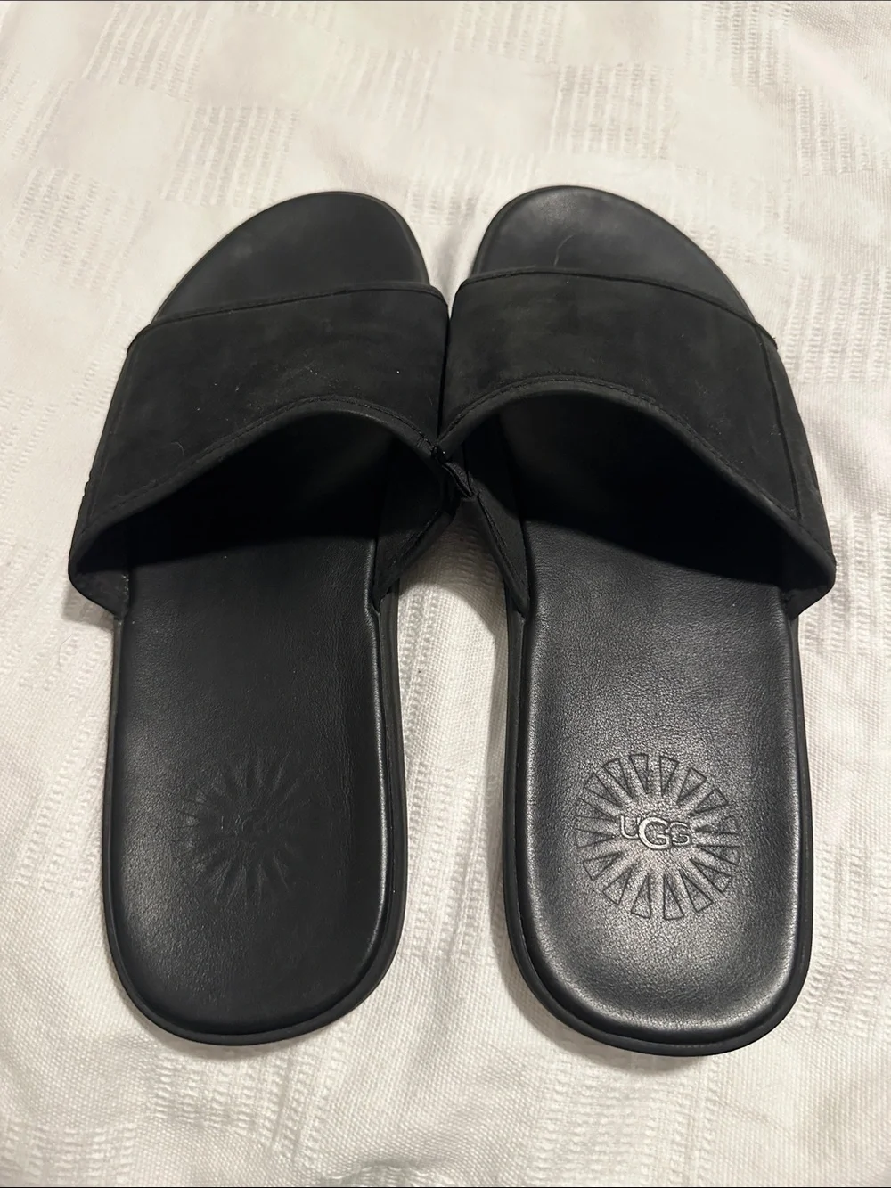 UGG Black Wide Band Slide Sandals